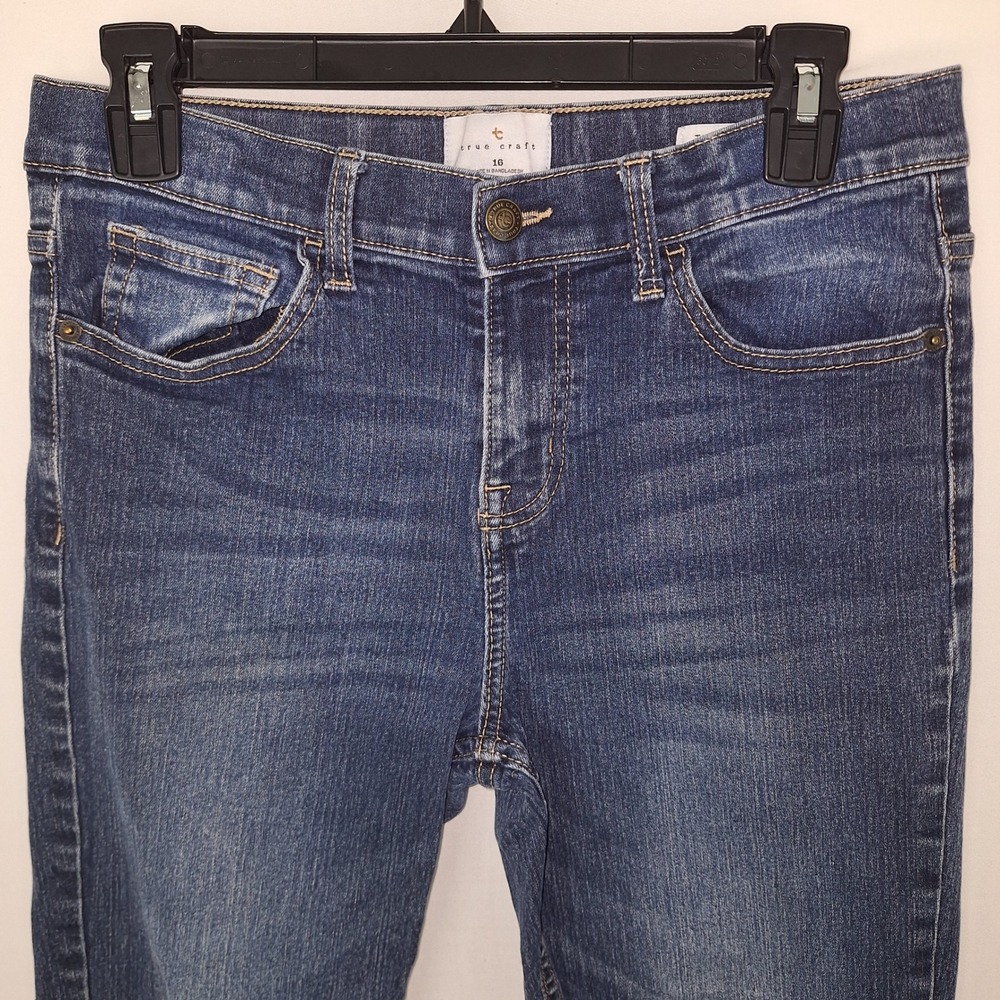 Y2K Denim Jeans Minimalist Denim True Craft 16 Tapered Jeans Dark Wash Blue - Picture 10 of 14